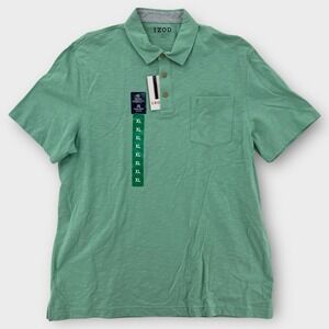 NWT Izod‎ Polo Shirt Mens XL Jade Green Cotton Short Sleeve Golf Casual Button